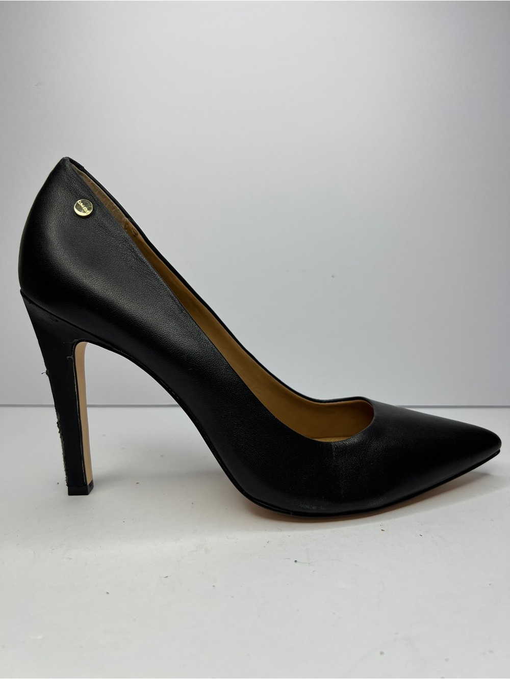 Calvin Klein Brady Black Leather Pointy Toe Stiletto Pumps Size 10M No Box